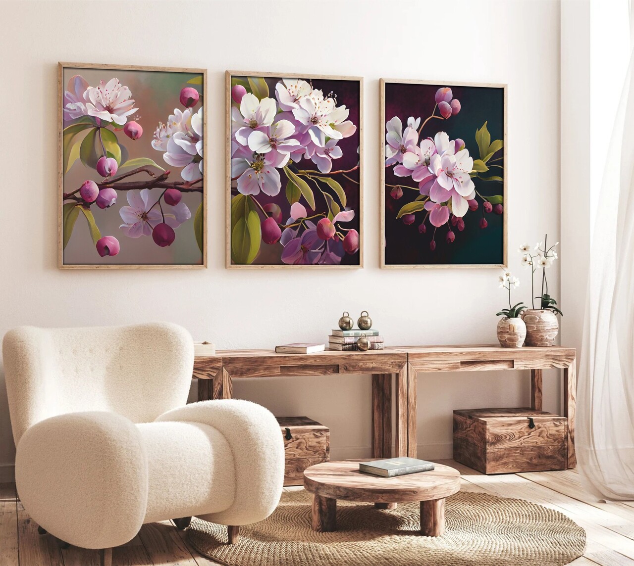 Set 3 tablouri decorative, Huhu218, Cadru: 100% LEMN MASIV (Grosime: 2,5 cm), Multicolor - view 3