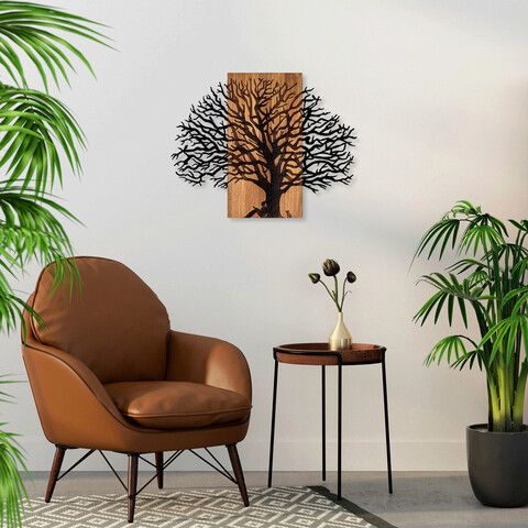 Decoratiune de perete, ma-307, 50% lemn/50% metal, dimensiune: 58 x 75 cm, nuc / negru