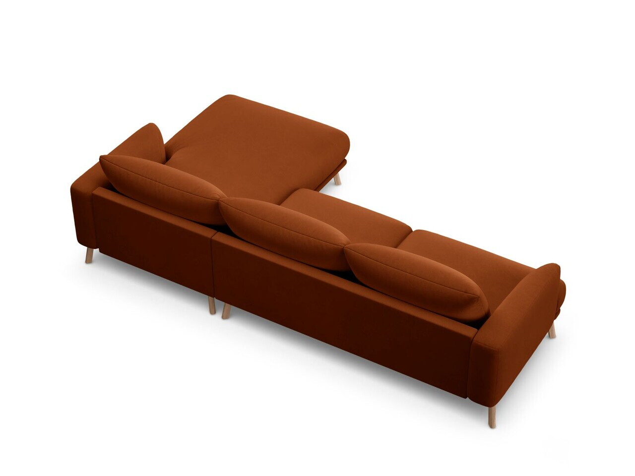 Coltar dreapta 4 locuri, Naomi, Micadoni Home, 285x170x75 cm, catifea, teracota — imaginea 3