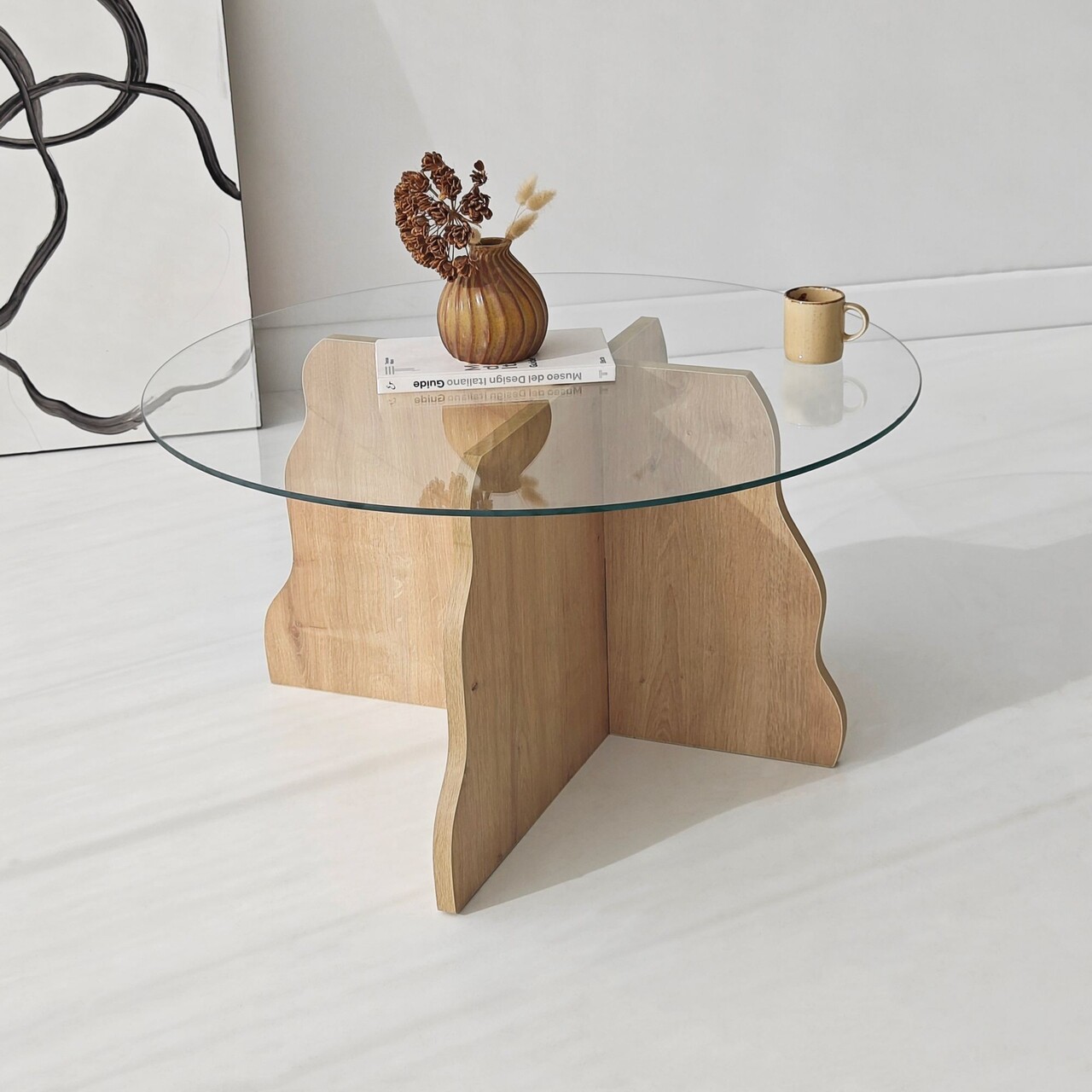 Masuta de cafea, Hanah Home, Butterfly, 75x40x75 cm, Stejar Safir / Transparent - view 9