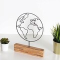 Decoratiune, World, 22x30x3.5 cm, Metal, Negru