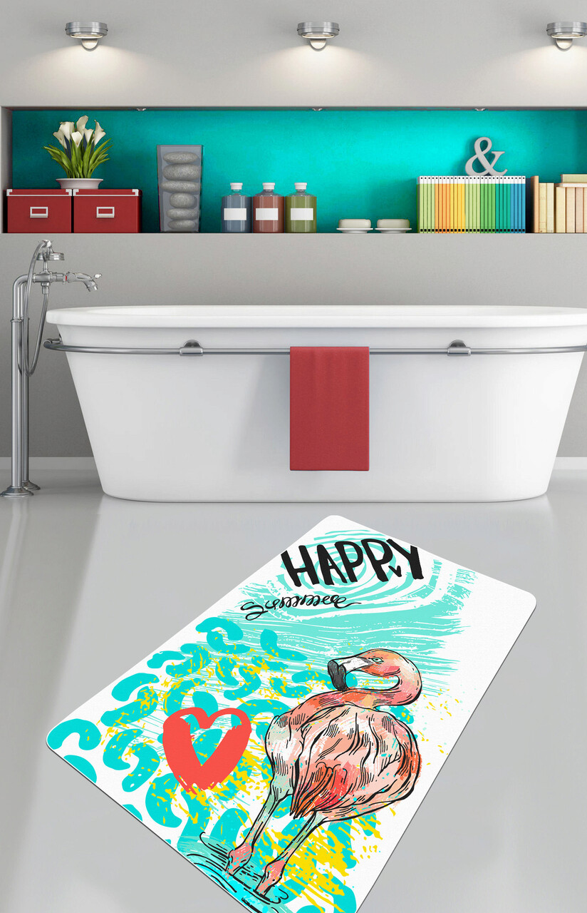 Covoras de baie L'essentiel Maison Happy Flamingo (80 x 100) 80x100 cm Poliester Multicolor