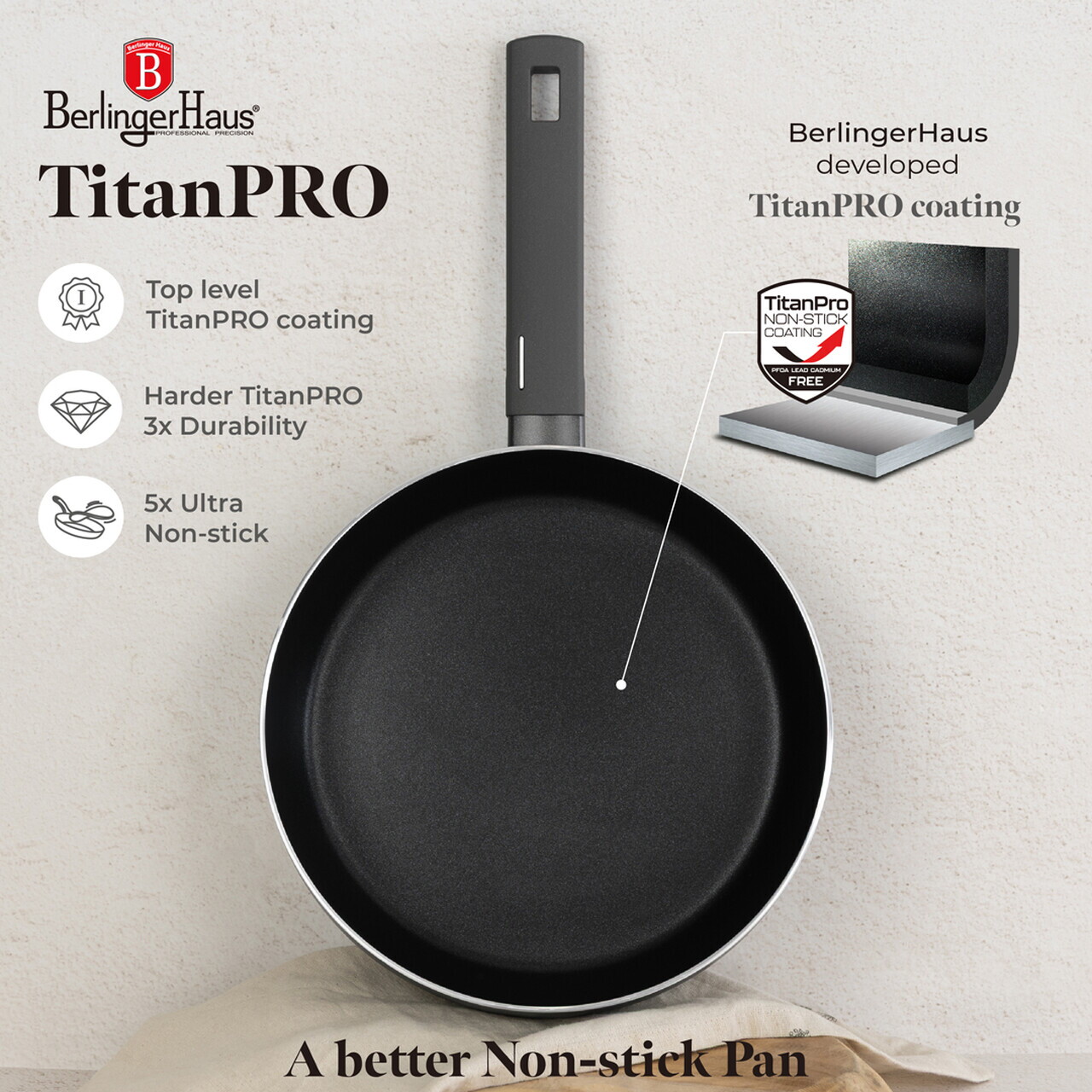Tigaie flip Berlinger Haus, Anthracite, 26 cm, aluminiu, antracit mat - imagine 12