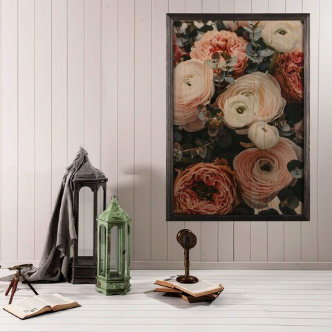 Tablou decorativ, Roses XL, Lemn, Lemn, Multicolor Bystag