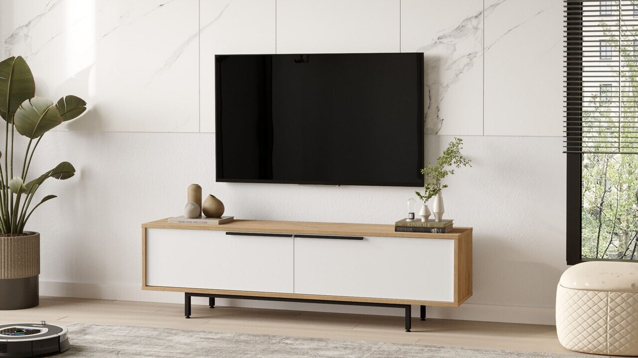 Comoda TV, Hanah Home, ON1-SW, 160x45.1x35.5 cm, PAL, Stejar / Alb — imaginea 3