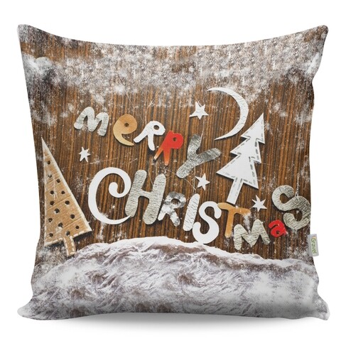 Perna decorativa Merry Christmas, Gravel, 43×43 cm, policoton, multicolor