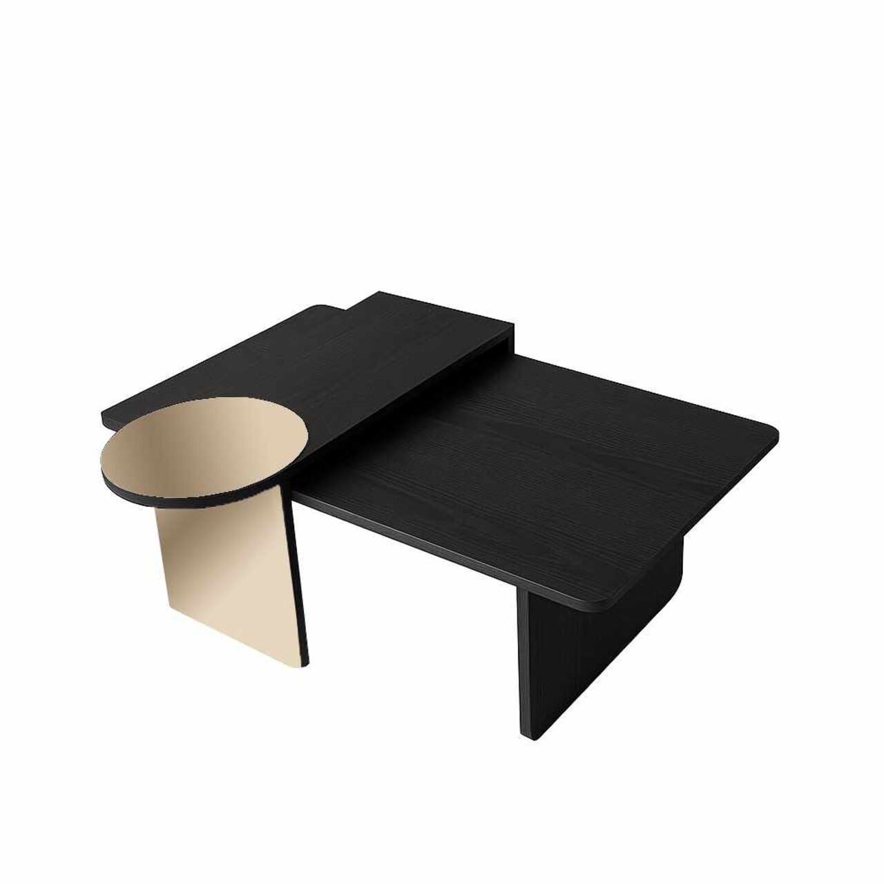 Set masute 2 piese, Hanah Home, Luna, PAL, Negru/Bronz - imagine 7