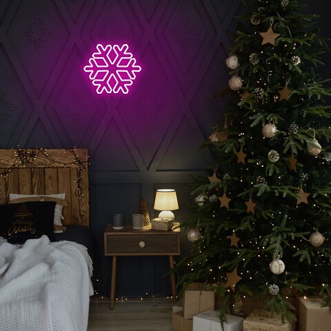 Lampa de perete Snowflake, Neon Graph, 30x26x2 cm, roz mezoni.ro