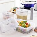 Set 3 caserole pentru vidat si pompa manuala Vacse InnovaGoods, 600 ml / 1 L / 1.2 L