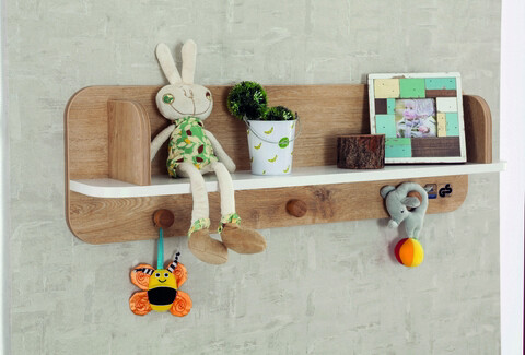 Raft de perete, Çilek, natura baby hanger shelf, 82x25x15 cm, multicolor