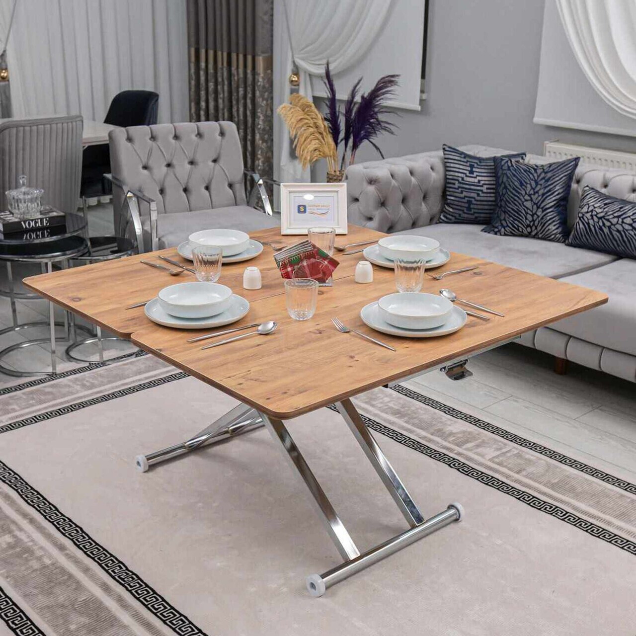 Masuta de cafea, Hanah Home, Home, MDF, Pin / Crom — imaginea 3