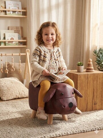 Scaun pentru copii, Hanah Home, Dog, 45x28x22 cm, PIELE FALSĂ, Bordo