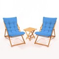 Set mobilier de gradina 3 piese, Meya Dekor, My005, Lemn de fag, Albastru / Natural