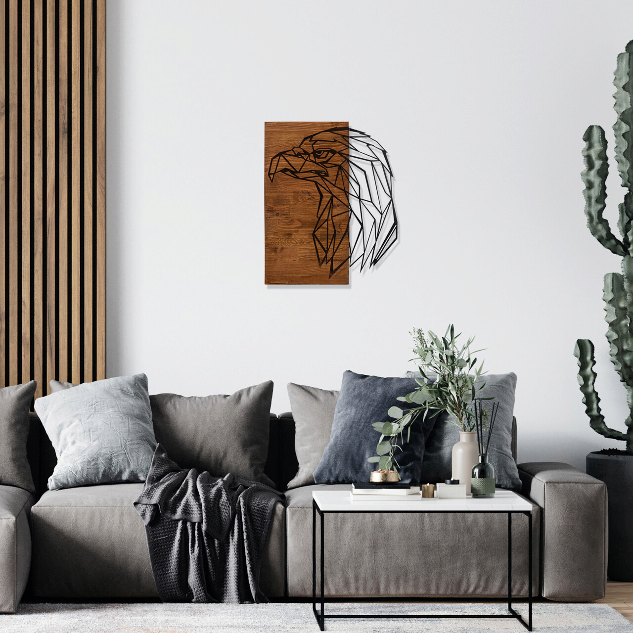 Decoratiune de perete, Kartal, lemn/metal, 47 x 58 cm, negru/maro - 2 | YEO