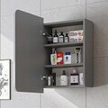 Dulap de baie cu oglindă, Hanah Home, Likya 45, 45x69.8x16 cm, PAL, Gri deschis