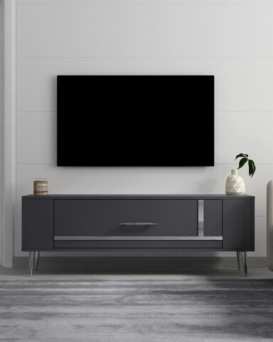 Comoda TV, Olivia, Retrop1, Antracit / Argintiu