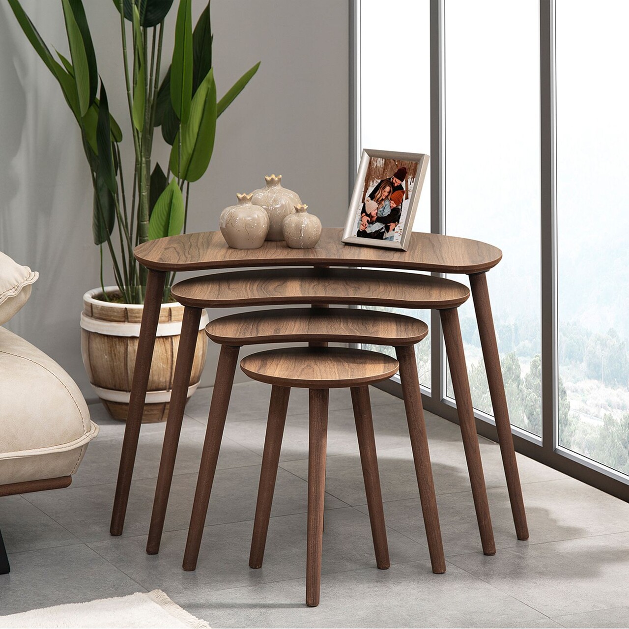 Set masute Nesting 4 piese, Hanah Home, Moon, Maro - imagine 2