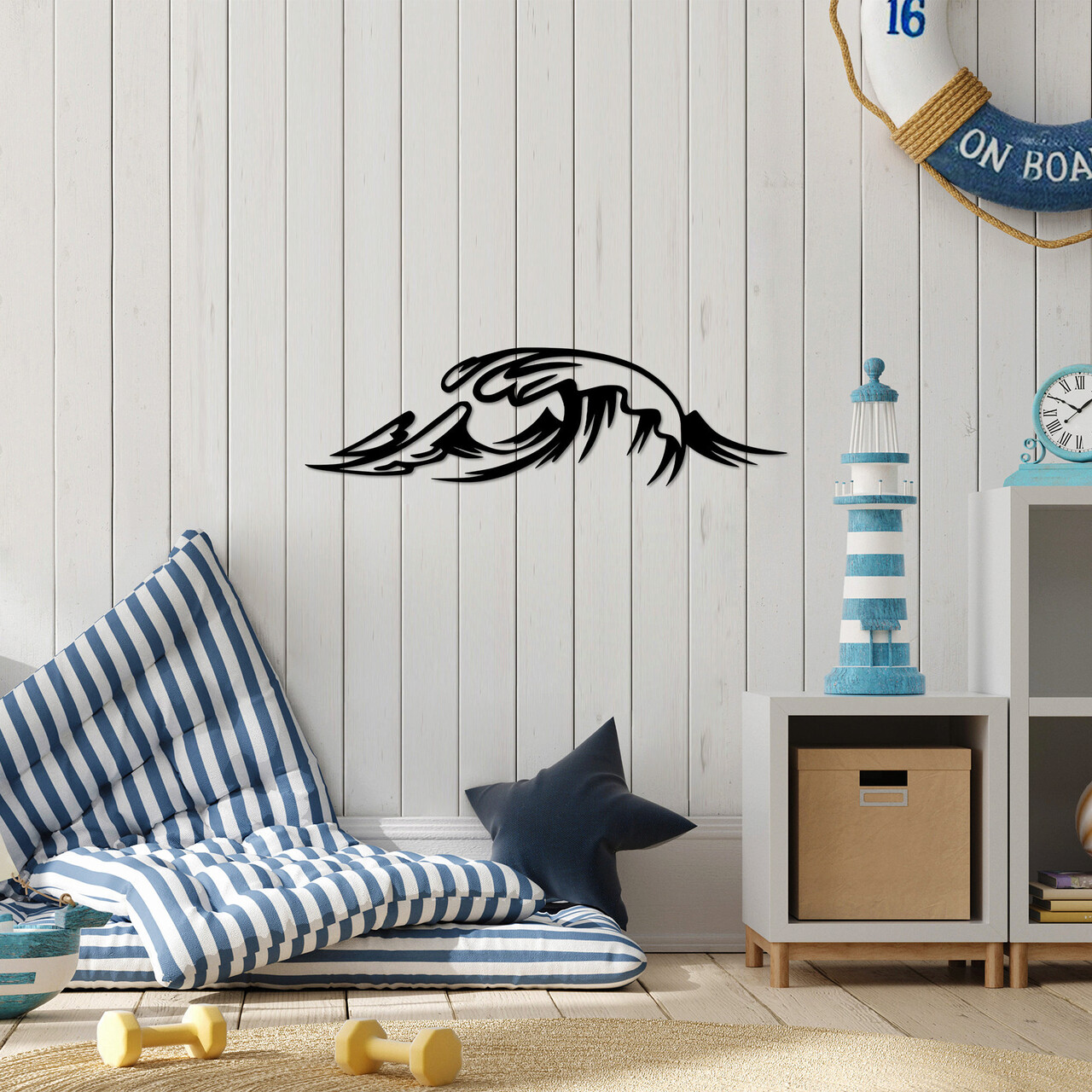 Decoratiune de perete, Wave, Metal, 70 x 20 cm, Negru - 1 | YEO