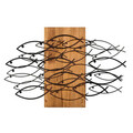 Decoratiune de perete, Fish, Metal, Cadru: 100% LEMN (grosime: 3 cm), Nuc negru