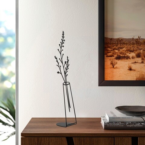 Decoratiune, flowerpot, 12x50 cm, metal, negru