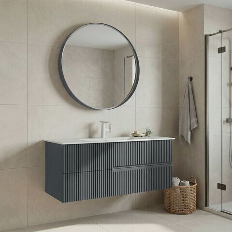 Set Dulap de Baie cu Chiuvetă și Oglindă (2 Piese), Hanah Home, Moonlight 120 v2, Antracit mat