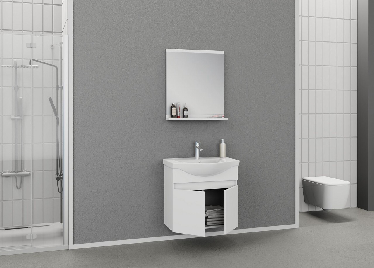 Set mobilier de baie (2 piese), Hanah Home, Mare 65, Alb mat - view 4