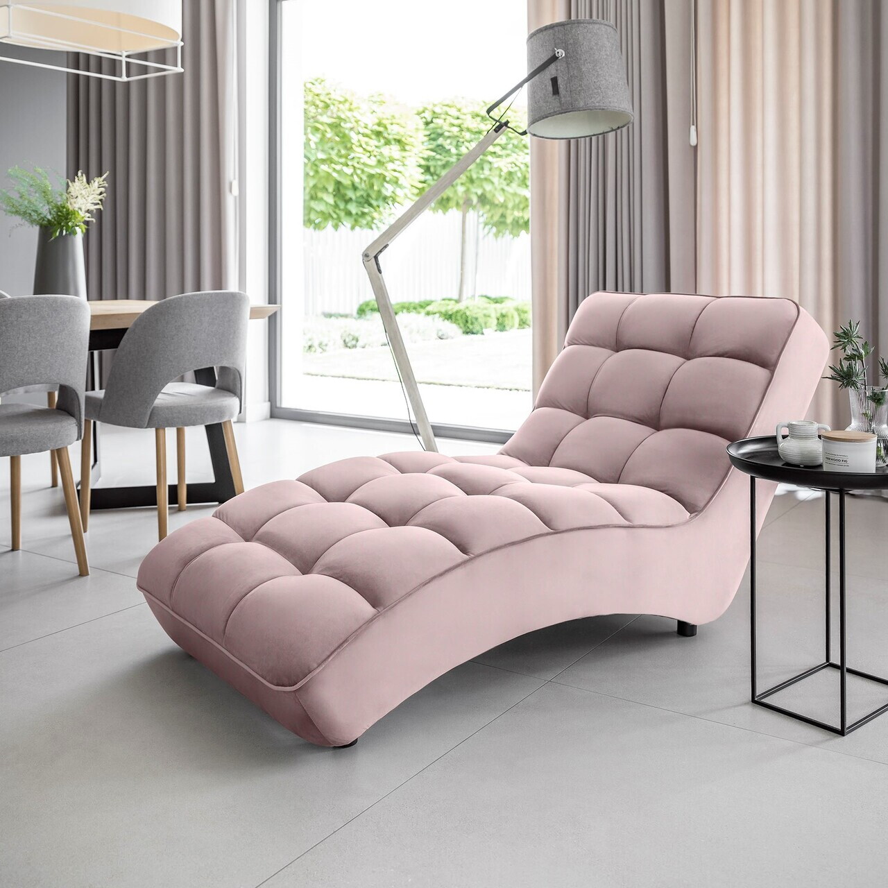 Sezlong living ELTAP LOR-24LO Loren 170x85x85 cm lemn/poliester roz