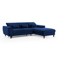 Coltar extensibil dreapta 4 locuri ELTAP, Foble, 267x196x100 cm, lemn/poliester, albastru inchis