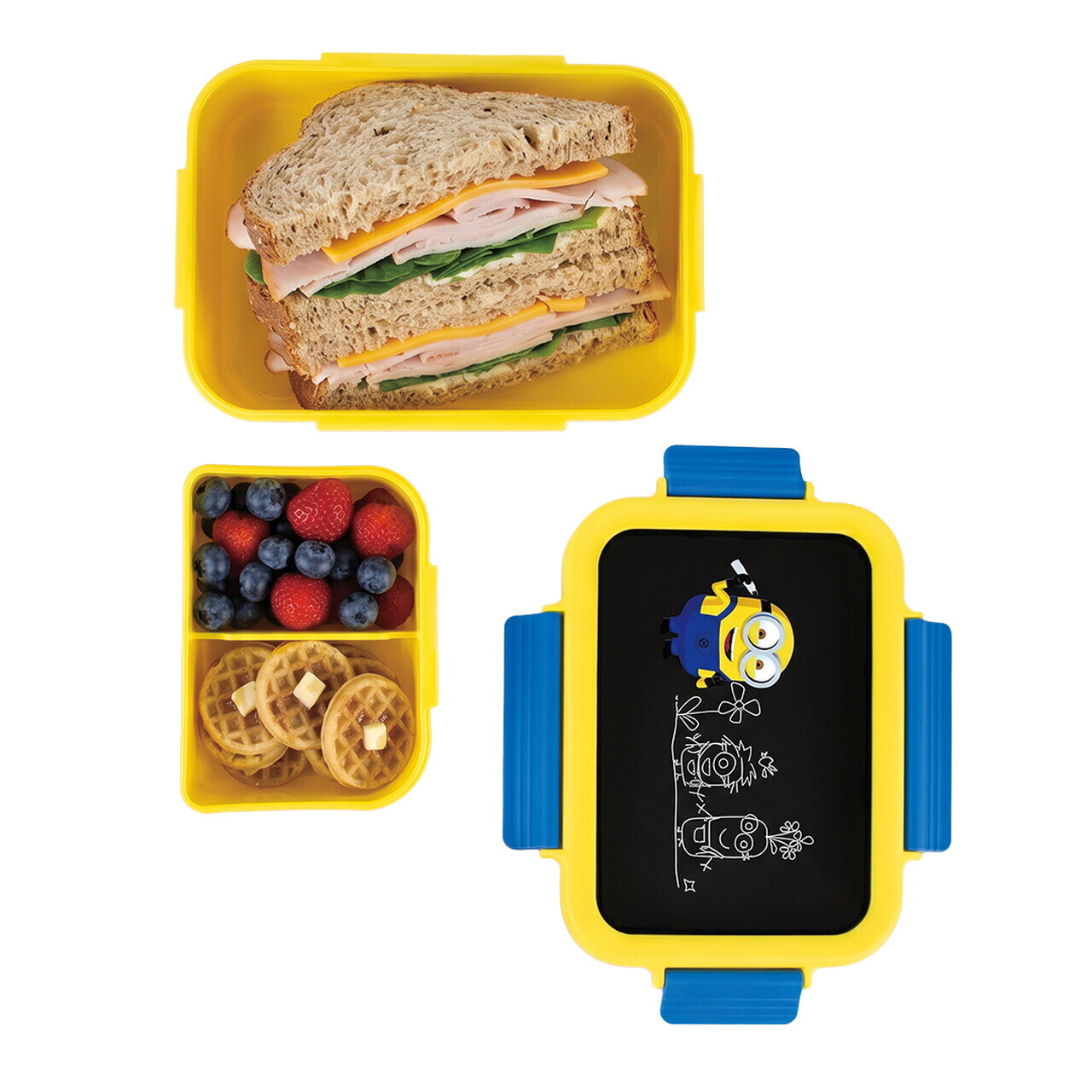 Cutie pranz pentru copii Berlinger, Minions Collection, 24x18 cm, 1.32L, plastic/silicon, galben/albastru - view 4