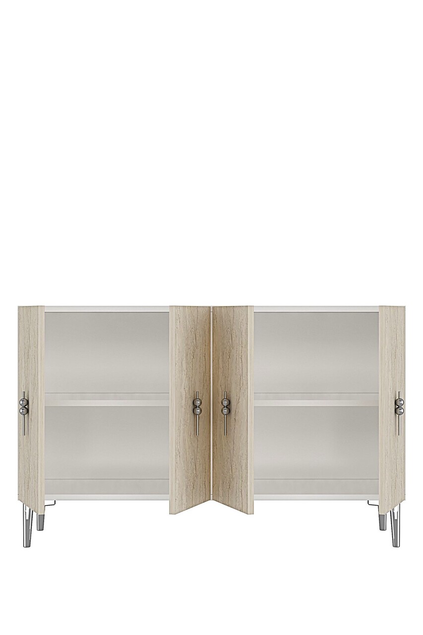 Consola, Hanah Home, Salkım 120, 120x79x32 cm, White / Travertine / Silver - view 6