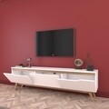 Comoda TV D1 - 391, Wren, 180 x 35 x 48.6 cm, white/walnut