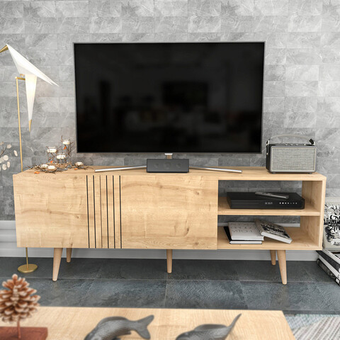 Comoda TV, Retricy, Ronas, 160x35x38.6 cm, PAL, Maro mezoni.ro