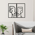 Decoratiune de perete, Woman Face, Metal, 39 x 66 cm, 2 piese, Negru