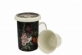Cana cu infuzor Mallow, Duo, 320 ml, portelan, negru