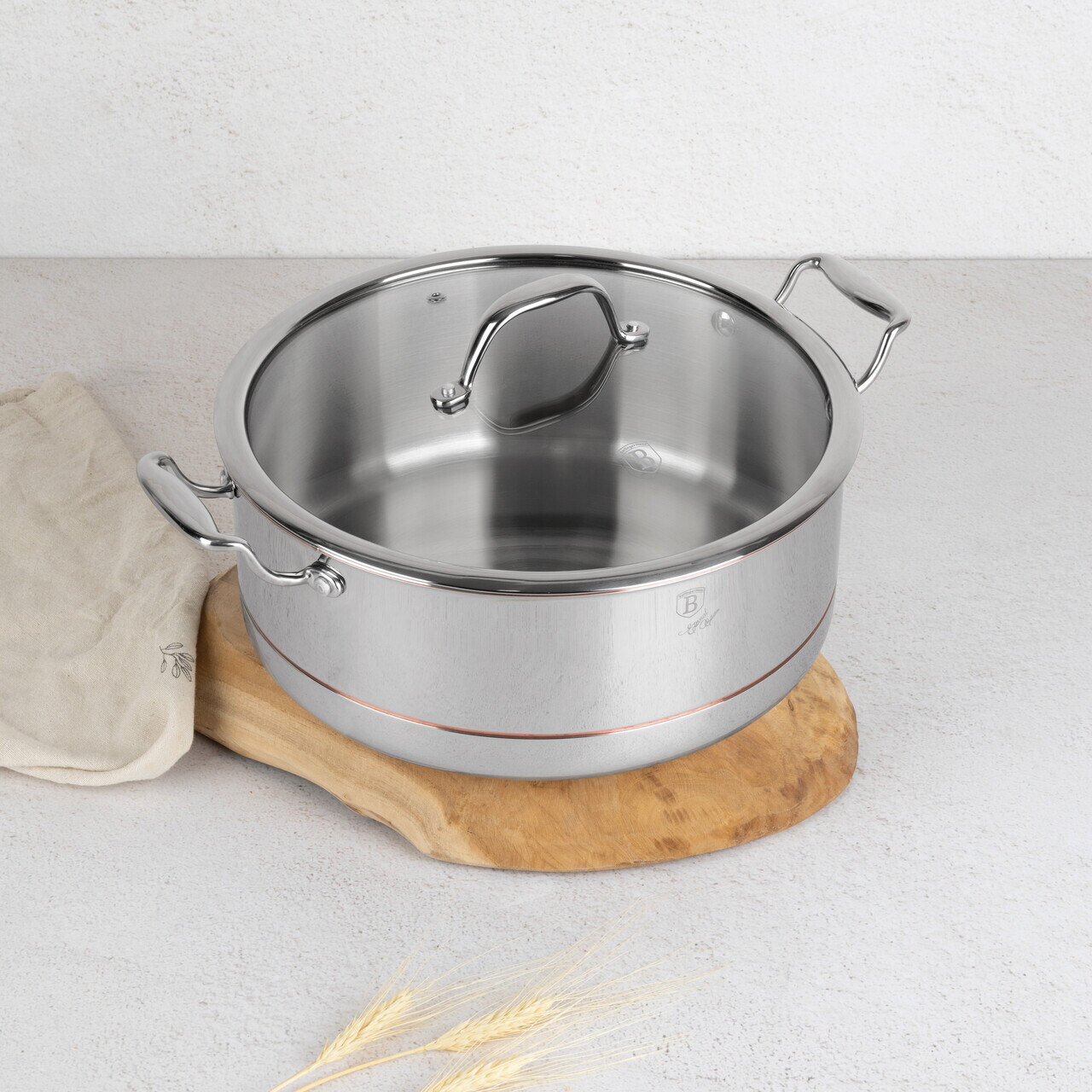 Oala adanca cu capac Berlinger Haus, Copper Touch, 28 cm, inox/aluminiu, argintiu - imagine 2