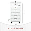 Comoda cu roti si 6 sertare Simon, Inter Link, 35x40x65 cm, lemn, alb