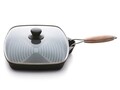 Tigaie grill cu capac, Grigliosa, Excelsa, 35x25 cm, aluminiu turnat non-stick