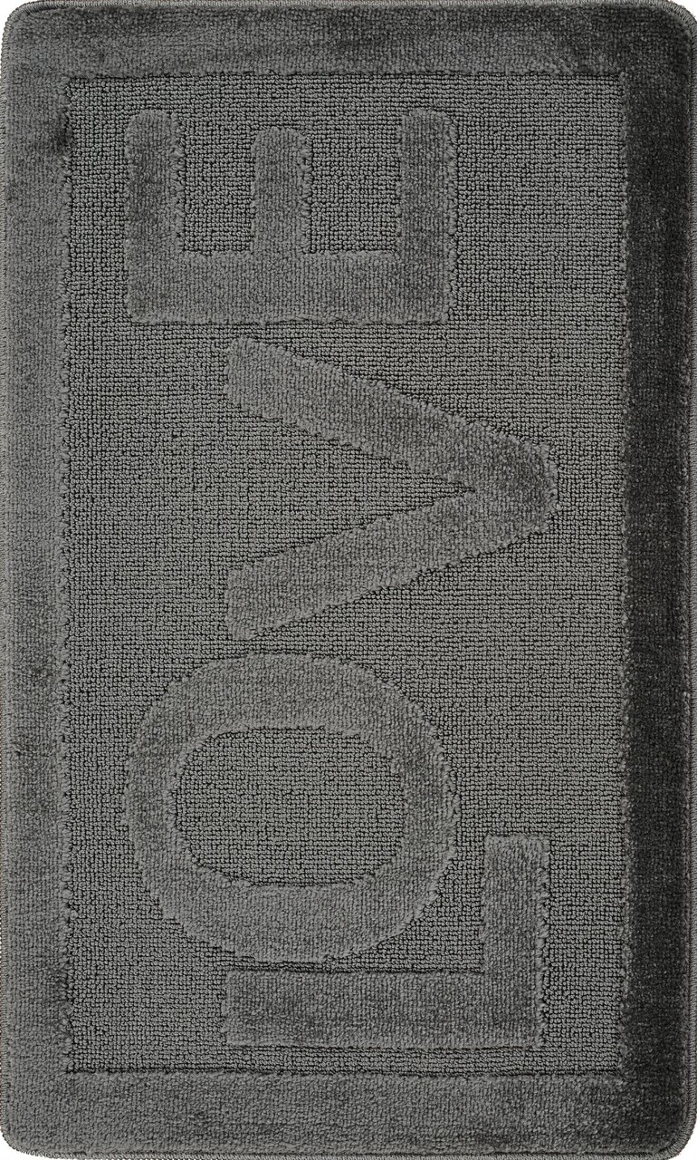 Covoras de baie, Cecilia, Love, 60x100 cm, Polipropilena, Antracit