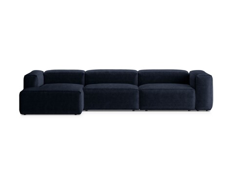 Coltar stanga 4 locuri, Bergamo, Cosmopolitan Design, 344x152x70 cm, catifea chenille raiata, albastru navy