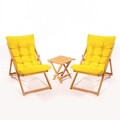 Set mobilier de gradina 3 piese, Meya Dekor, My005, Lemn de fag, Galben / Natural