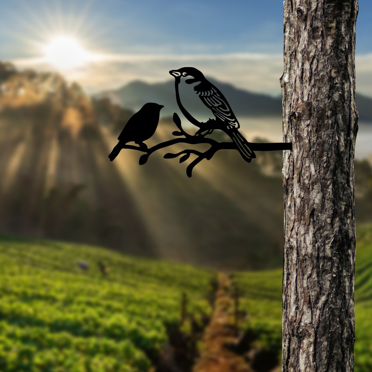 Obiect decorativ de grădină, Bird On The Branch 02, 40x20 cm, Negru - view 3