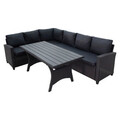 Set coltar pentru gradina si masa Merano, Pakoworld, aluminiu/poliester/ratan sintetic, negru