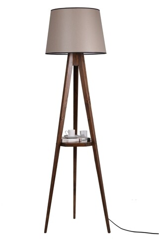 Lampadar cu raft, Luin, 8282-8, E27, 60 W, lemn/textil