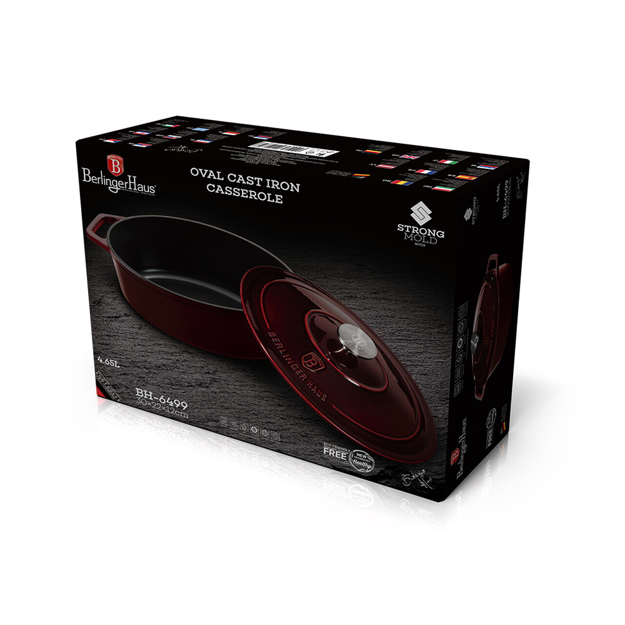 Tava cu capac Berlinger Haus, Strong Mold, 30x12 cm, 4.65 L, fonta, visiniu - imagine 8