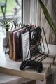 Suport reviste, Puqa Design, Alvin, 28x21x23 cm, Metal, Negru