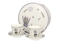 Set 2 cesti cu farfurie Hugo, Duo, 220 ml, portelan, multicolor