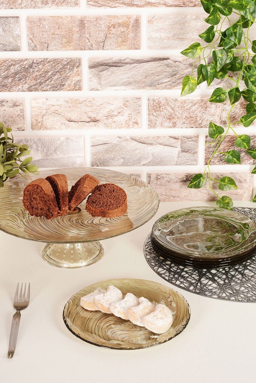 Set platouri servire desert, Hermia, 330SBL1119, Farfurie: 21 cm (6 bucăți), Fumuriu - imagine 3