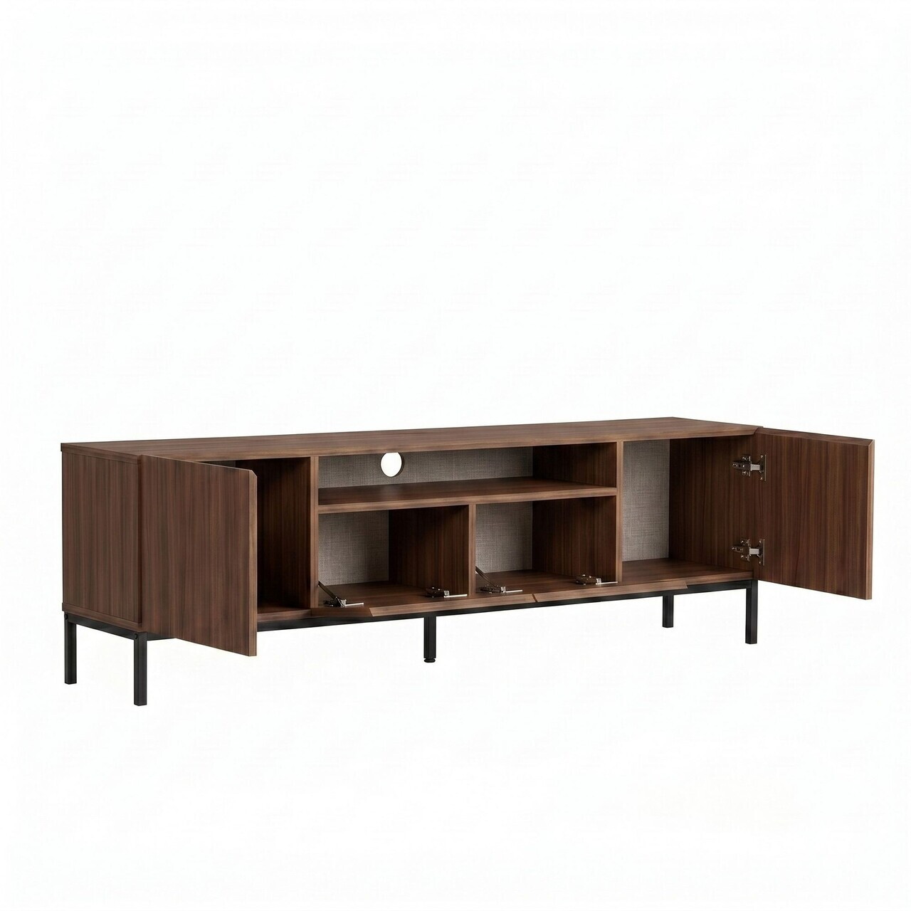 Comoda TV, Nordure, Rivoli, 160x50x35 cm, PAL, Nuc Milano / Negru — imaginea 5