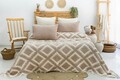 Set cuvertura pique dubla, Sonia - Beige, Şaheser, 70% bumbac/30% poliester