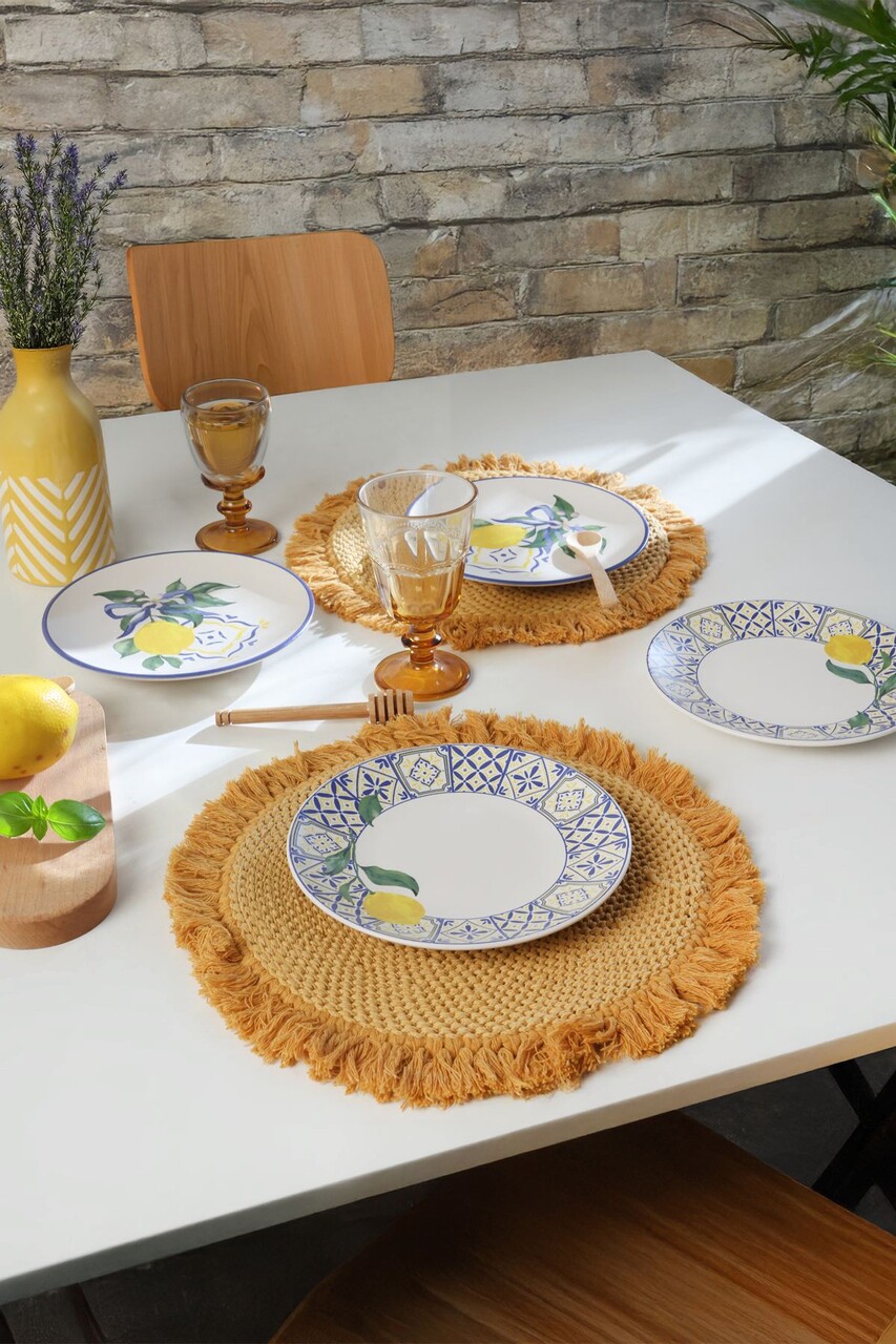 Set de servire pentru tort (4 piese), L'essentiel Maison, 275KRM2261, Alb / Bleumarin / Galben - view 3
